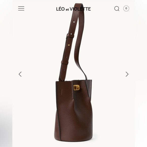 NEW Leo Et Violette Le Duo Bucket Bag Brown Grain Leather - Picture 3 of 16